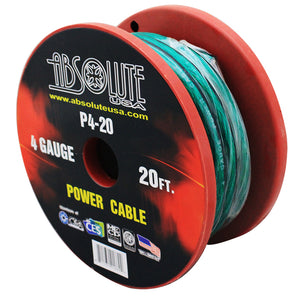Absolute P4-20GR 20' 4-Gauge Green Copper Mix Power Ground Wire Cable