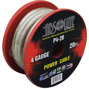 Absolute P4-20SL 20' 4-Gauge Silver Copper Mix Power Ground Wire Cable
