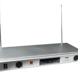 MR DJ MICVHF5200 2 Channel Professional PA/DJ/KTV/Karaoke VHF Handheld Wireless Microphone System with Digital Receiver