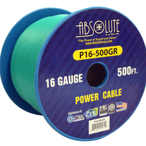 Absolute USA P16-500GR 16 Gauge 500-Feet Green Spool Primary Remote Power Wire Cable