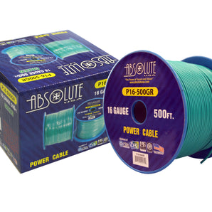 Absolute USA P16-500GR 16 Gauge 500-Feet Spool Primary Power Cable (Green)