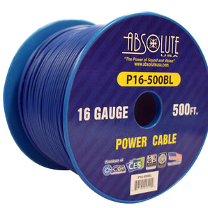 Absolute P16-500BLUE 16 Gauge 500-Feet Blue Spool Primary Power Wire Cable
