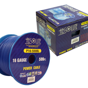 Absolute USA P16-500BL 16 Gauge 500-Feet Spool Primary Power Wire Cable (Blue)
