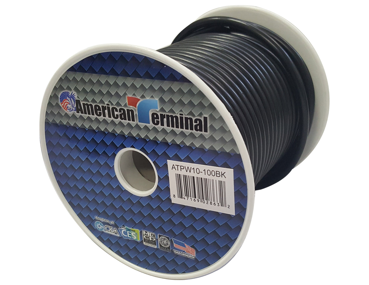 American Terminal ATPW10-100BK 10GA 100' Black Primary Remote Power Ground Wire