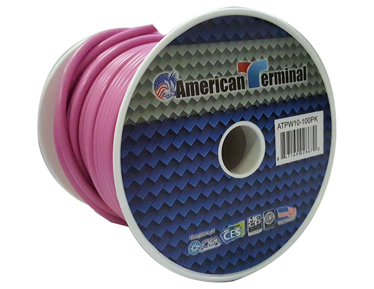 American Terminal ATPW10-100PK 10GA 100' Pink Primary Remote Power Ground Wire