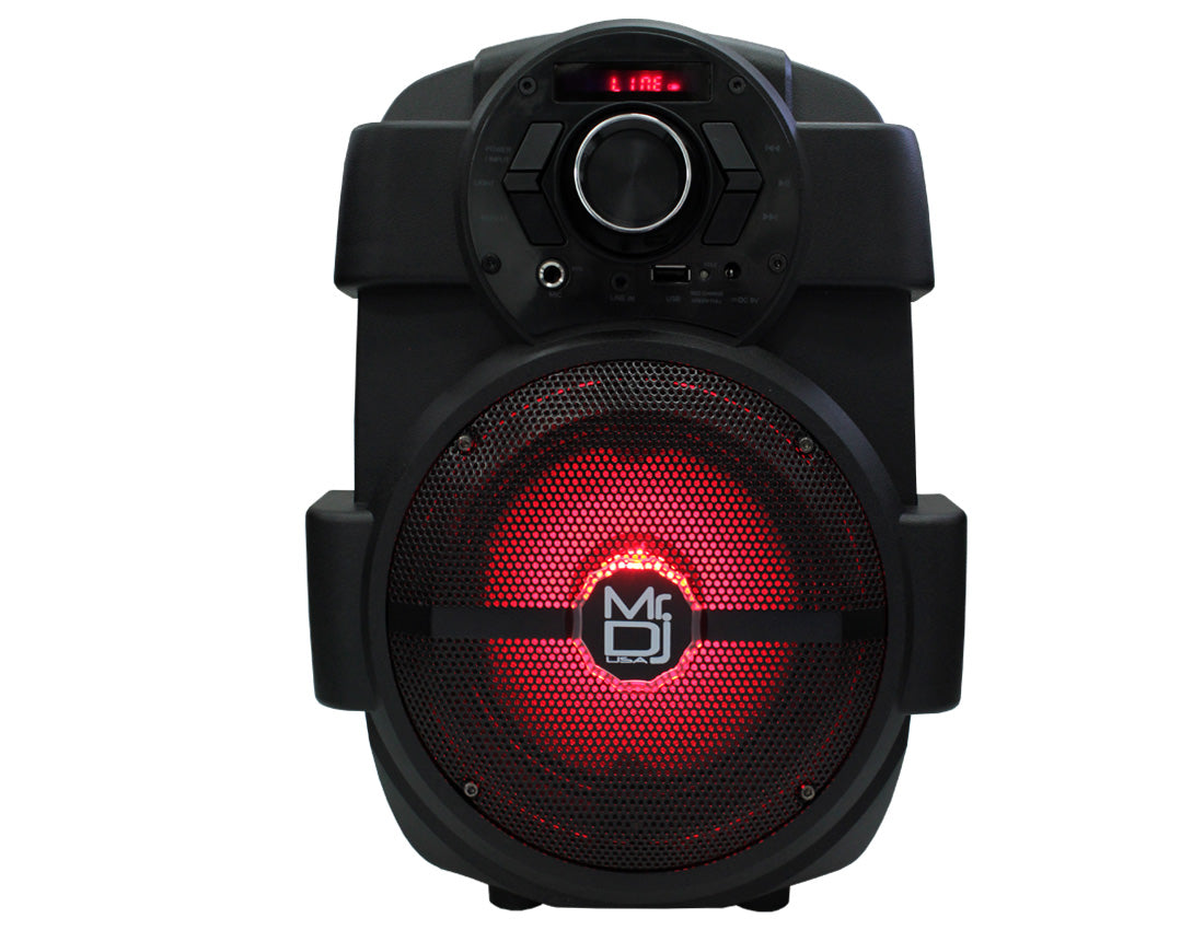 MR DJ PSE65BT 6.5" Portable Rechargeable Party Speaker USB/FM/LED MP3 Player