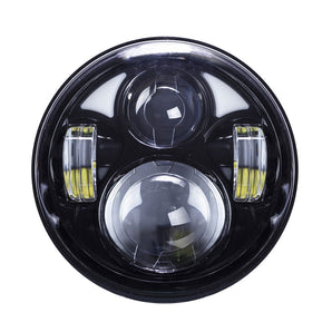 Saddle Tramp BC-561B Round Motorcycle Headlights with Black Face and Partial Halo - 5.6 Inch, 8 LED
