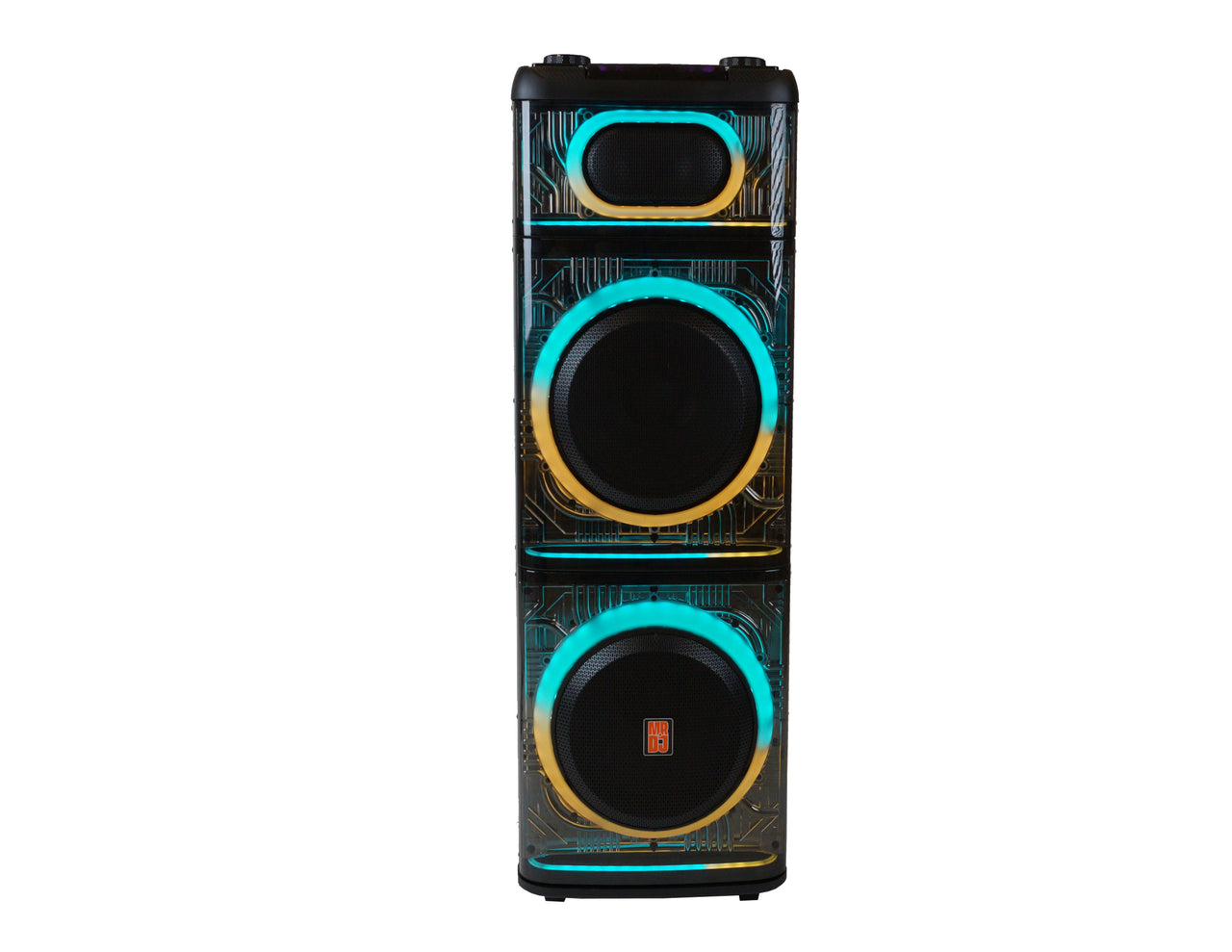 2 MR DJ BEVERLY HILLS 55000W Dual 12” Bluetooth Rechargeable Party Speaker Ring Partylights 2 Wireless Mic TWS Portable DJ PA System