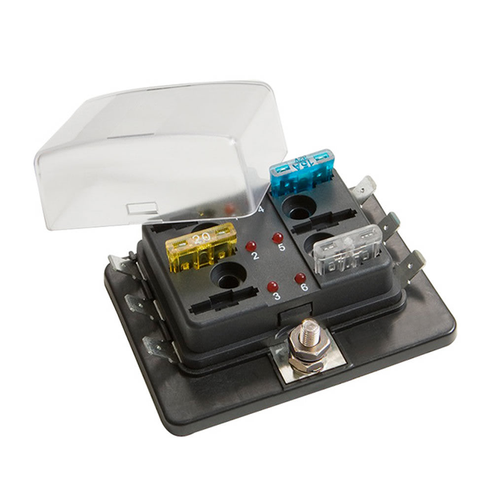 Install Bay BLR-I-306 Fuse Block ATC With Indicating LEDs - 6 Position