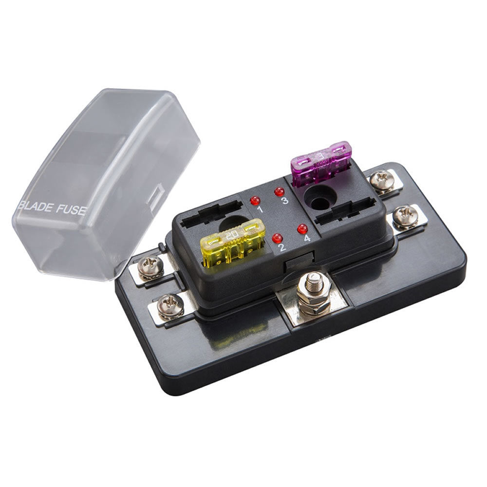 Install Bay BLR-I-504 Fuse Block ATC With Indicating LEDs - 4 Position - Screw Terminals