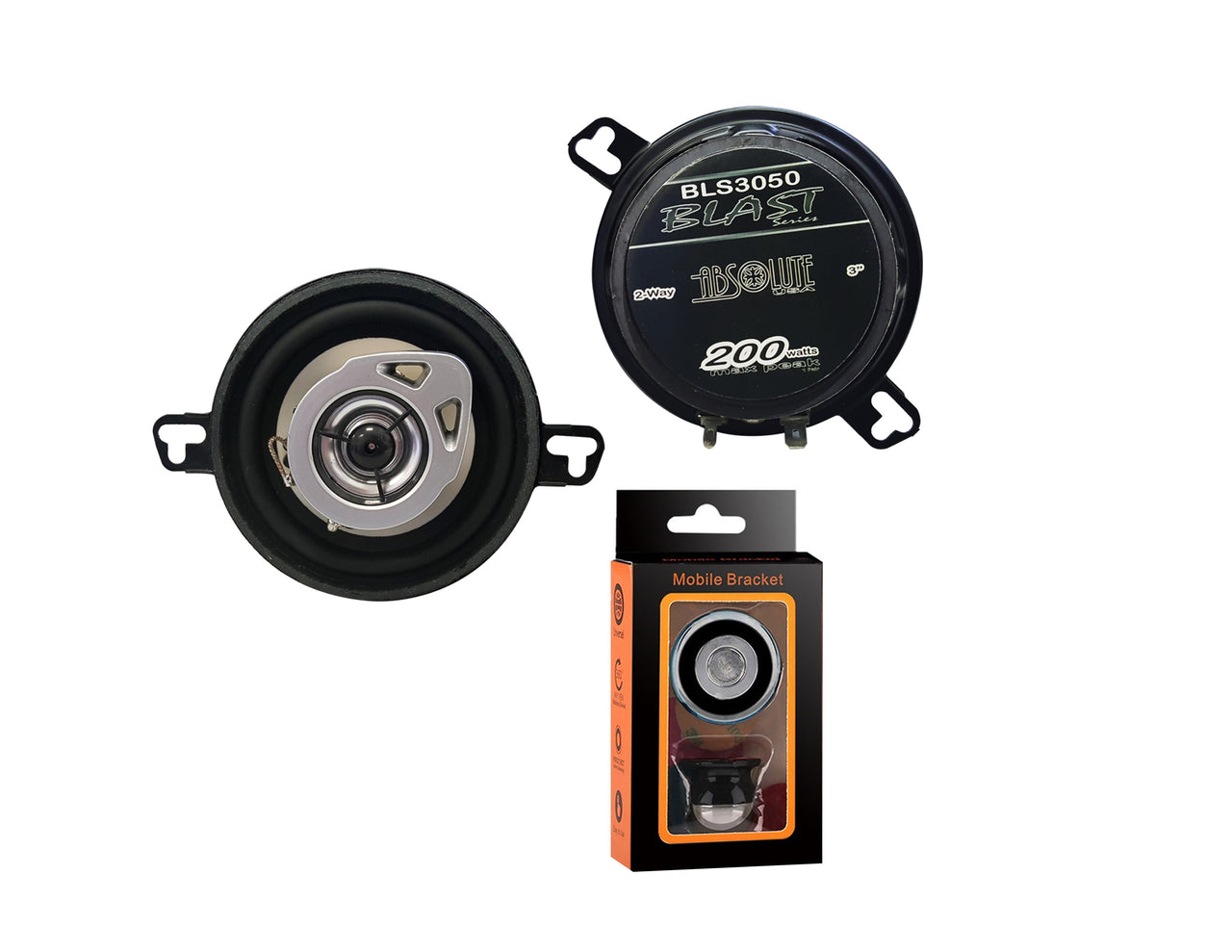 Absolute BLS-3050 3.5" 2-Way 200W Full Range Coaxial Speakers & magnetic phone