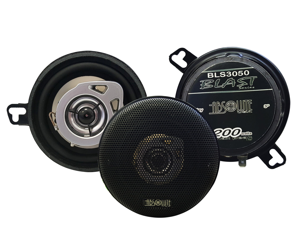 Absolute BLS-3050 3.5" 2-Way 200 Watts Full Range Coaxial Car Speakers