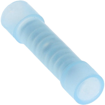 Blue nylon butt connectors for 16/14 GA wiring, ideal for secured electrical connections.