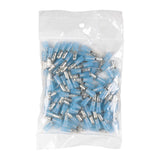 Close-up of Install Bay BNMB180 blue nylon male bullet connector for 16-14 gauge wiring.