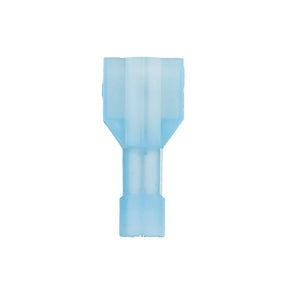 Install Bay BNMD187F blue nylon male quick disconnect for 16-14 gauge wiring.