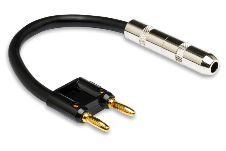 Hosa BNP-116BK 1/4 inch TS Female to Dual Banana Speaker Adapter - Black