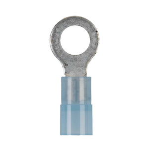 Install Bay BNRT10 Blue Nylon Ring Terminal showing a #10 connection for 16-14 gauge wire.