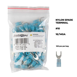 Install Bay BNST10 Blue Nylon Spade Terminals 16-14 Gauge #10 - Package of 100