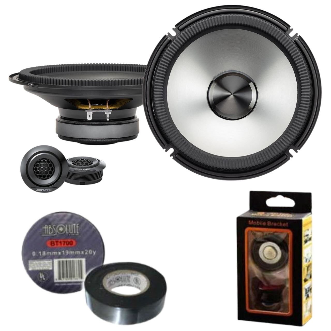 Alpine BRV-S80C 8" BassRev Component Speaker Set Bundle