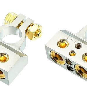 2 American Terminal ABTC300N 0/2/4/6/8 AWG Single Negative Power Battery Terminal Connectors Chrome