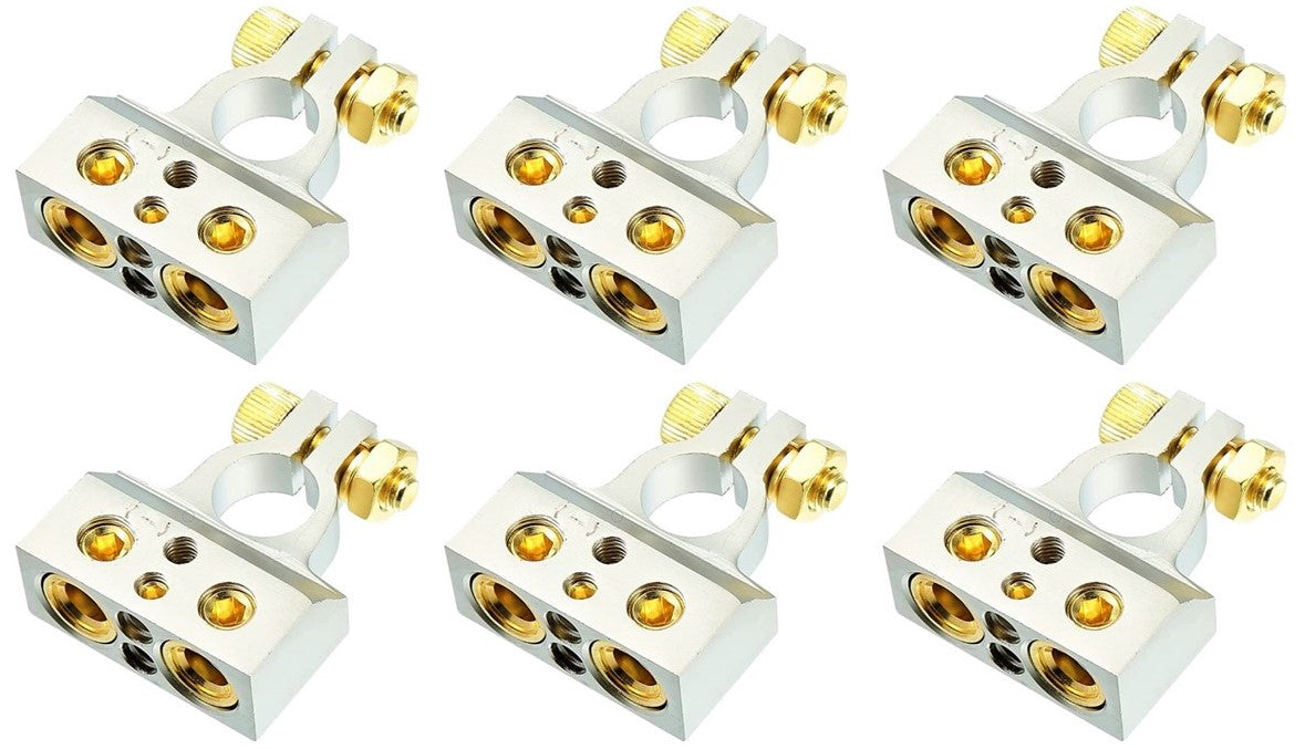 6 MK Audio MBTC300N 0/2/4/6/8 AWG Single Negative Power Battery Terminal Connectors Chrome