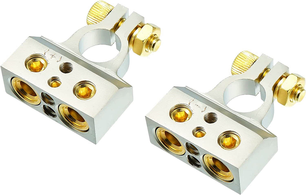 6 American Terminal ABTC300PN 0/2/4/6/8 AWG Single Positive & Negative Power Battery Terminal Connectors Chrome