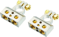 Thumbnail for MK Audio 2/ 4 / 8 Gauge AWG Car Battery Terminal Chrome Positive & Negative Set