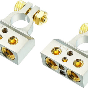 16 MK Audio MBTC300PN 0/2/4/6/8 AWG Single Positive & Negative Power Battery Terminal Connectors Chrome
