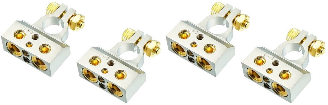 2 Absolute BTC300PN 0/2/4/6/8 AWG Single Positive & Negative Power Battery Terminal Connectors Chrome