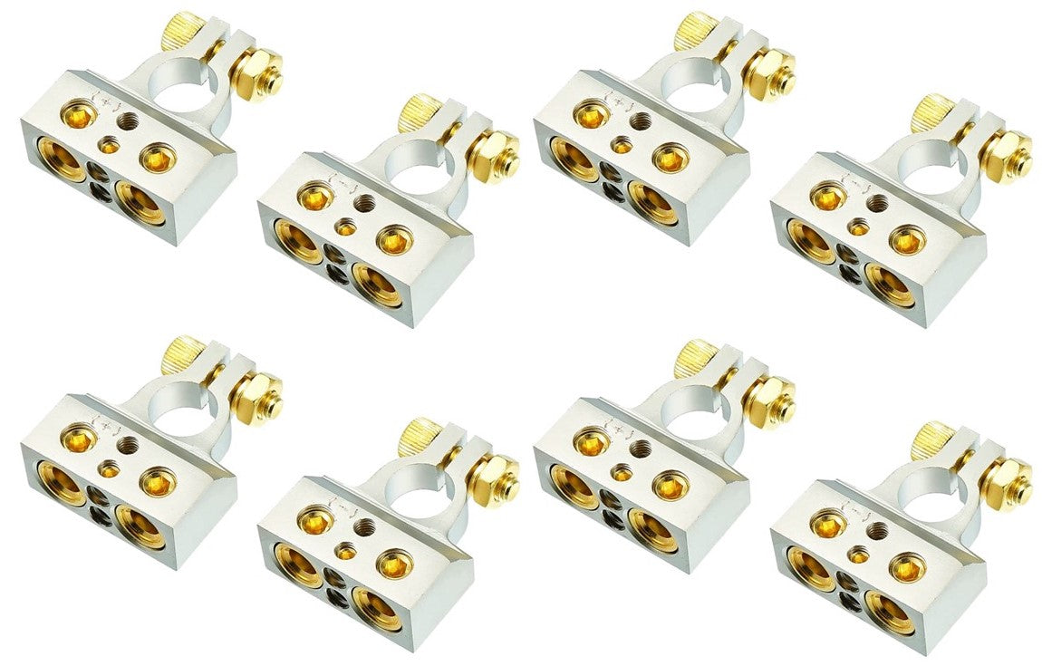 4 Absolute BTC300PN 0/2/4/6/8 AWG Single Positive & Negative Power Battery Terminal Connectors Chrome