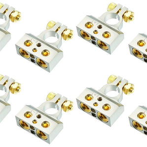 4 American Terminal ABTC300PN 0/2/4/6/8 AWG Single Positive & Negative Power Battery Terminal Connectors Chrome