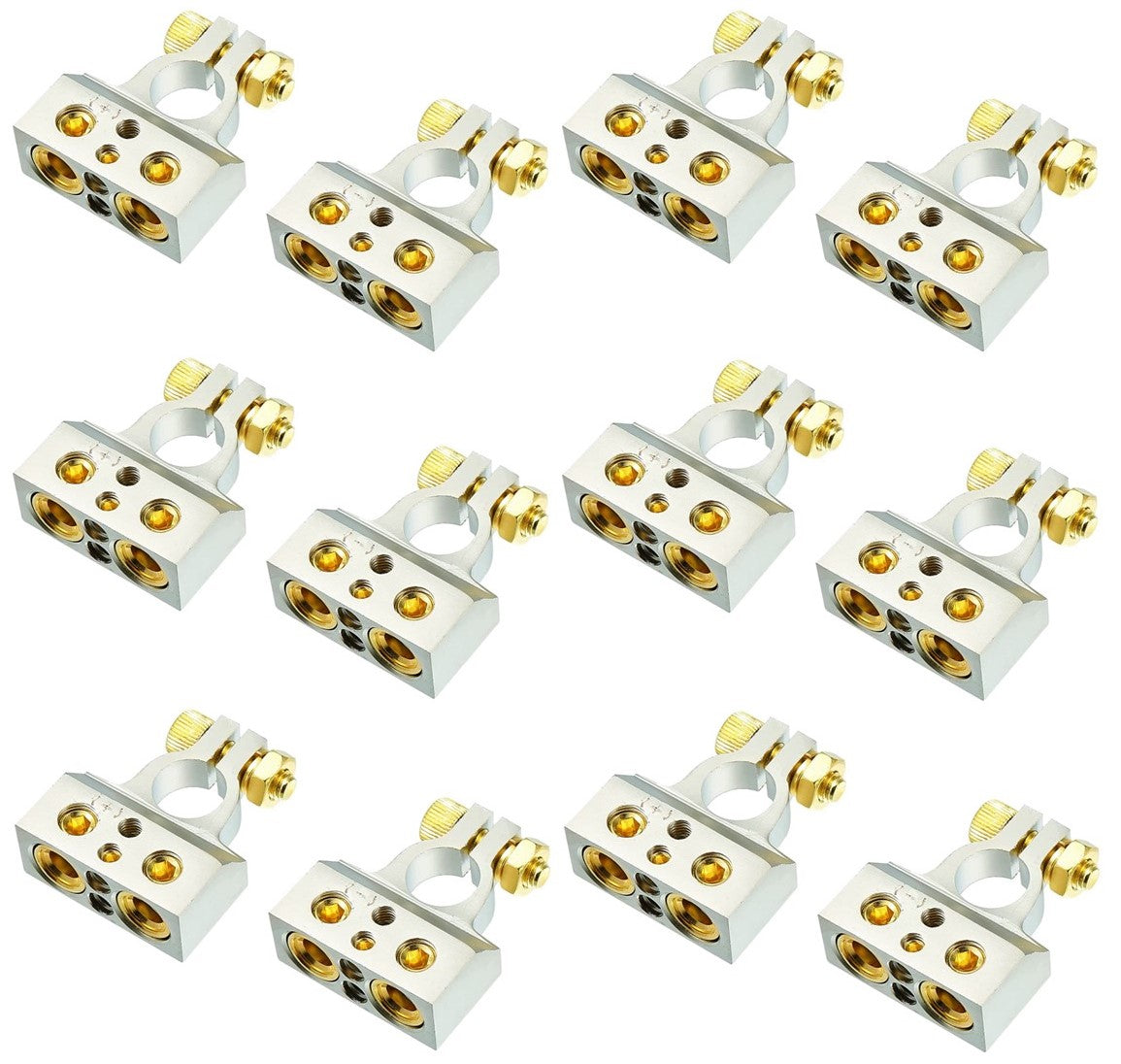 6 Absolute BTC300PN 0/2/4/6/8 AWG Single Positive & Negative Power Battery Terminal Connectors Chrome