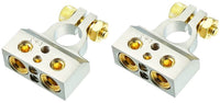 Thumbnail for 2 MK Audio MBTC300P 0/2/4/6/8 AWG Single Positive Power Battery Terminal Connectors Chrome