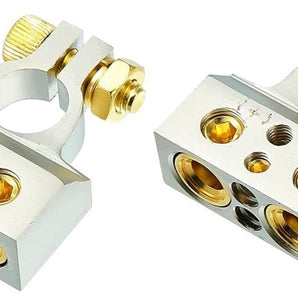 2 DC Sound DBTC300P 0/2/4/6/8 AWG Single Positive Power Battery Terminal Connectors Chrome