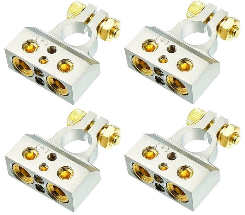 4 American Terminal ABTC300P 0/2/4/6/8 AWG Single Positive Power Battery Terminal Connectors Chrome