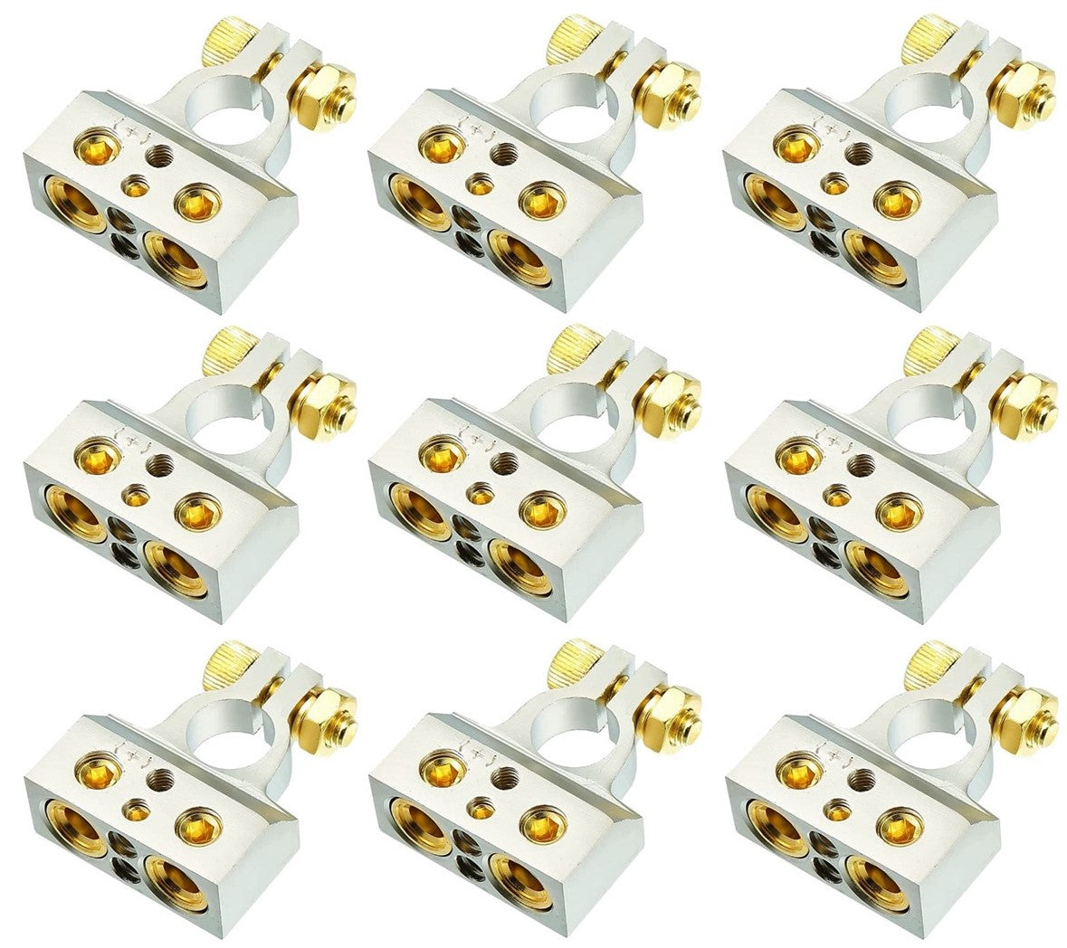 9 Absolute BTC300P 0/2/4/6/8 AWG Single Positive Power Battery Terminal Connectors Chrome