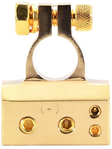 2x Car Battery Terminal Positive & Negative Gold 4/8 Awg Gauge Plated Clamps