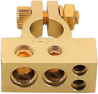 Thumbnail for 2x Car Battery Terminal Positive & Negative Gold 4/8 Awg Gauge Plated Clamps
