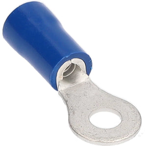 Blue vinyl ring terminal for 16-14 gauge wires, ideal for electrical connections and wire management.