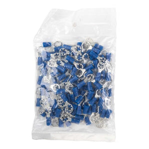Install Bay BVSRT10 BLUE #10 STAR RING TERMINAL for 16-14 wire, pack of 100, featuring a blue insulation.