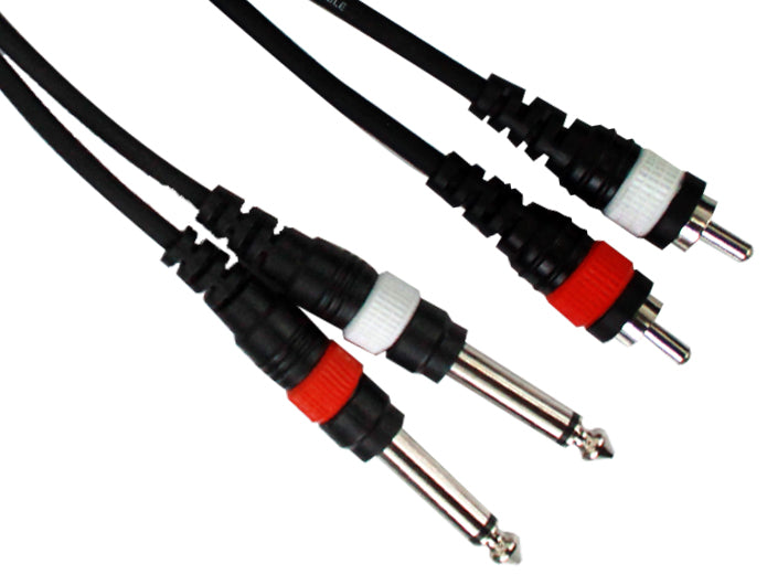 MR DJ CDQR25 25 Feet Dual 1/4" TS Mono to Dual RCA Male Pro DJ PA Audio Cable