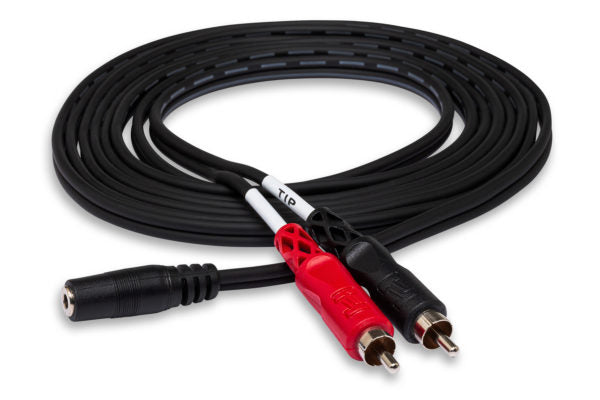 Hosa CFR-210 Stereo Breakout Cable - 3.5mm TRS Female to Dual RCA Male - 10 foot