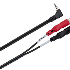 Hosa CMR-206R Stereo Breakout Cable - Right-angle 3.5mm TRS Male to Left and Right RCA Male - 6 foot