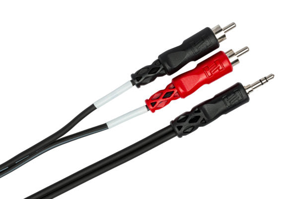 Hosa CMR-215 Stereo Breakout Cable - 3.5mm TRS Male to Left and Right RCA Male - 15 foot