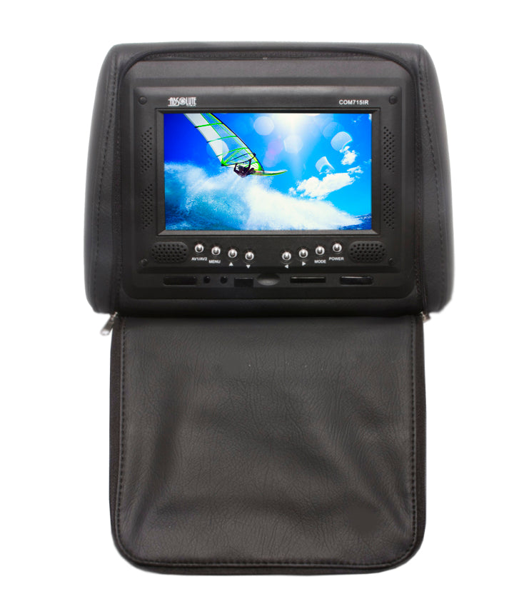 Absolute COM715IRB 7.5" Universal Headrest TFT/LCD Monitor W/IR Zipper Cover