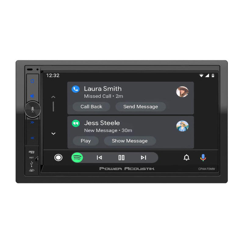 Power Acoustik CPAA-70MW 2-DIN Digital Media Car Stereo w/ Wireless Apple CarPlay & Android Auto, Bluetooth Connectivity, & 7” LCD