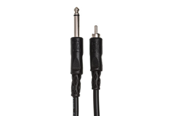 Hosa CPR-103R Interconnect Cable Right-angle 1/4-inch TS Male to RCA Male 3 foot