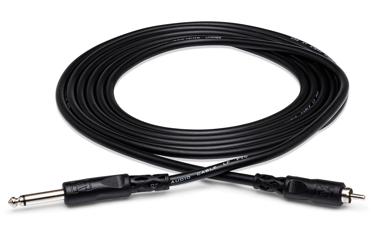 Hosa CPR-103R Interconnect Cable Right-angle 1/4-inch TS Male to RCA Male 3 foot