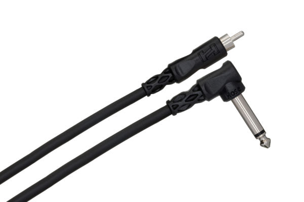 Hosa CPR-103R Interconnect Cable Right-angle 1/4-inch TS Male to RCA Male 3 foot