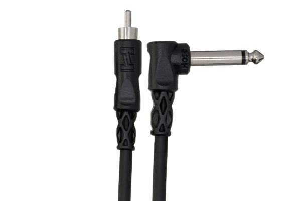Hosa CPR-103R Interconnect Cable Right-angle 1/4-inch TS Male to RCA Male 3 foot